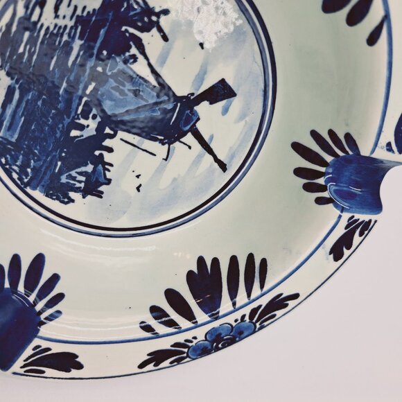 Vintage Blue Delft Hand Painted Holland Dutch Windmill House Ceramic Ashtray - Picture 4 of 9